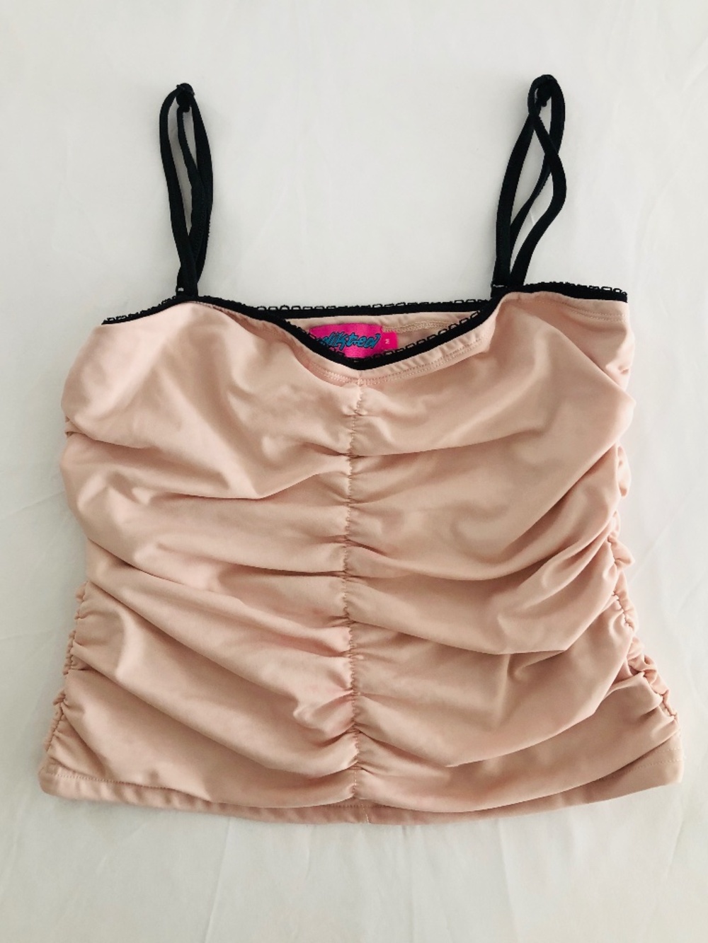 Edikted Rosalin Pink Ruched Lace Trim Camisole Top, Size M